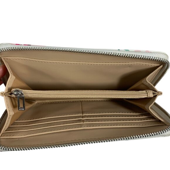 GUESS Pink/Green Floral Poppy Wildflower Zip Around Continental Wallet - Picture 6 of 9